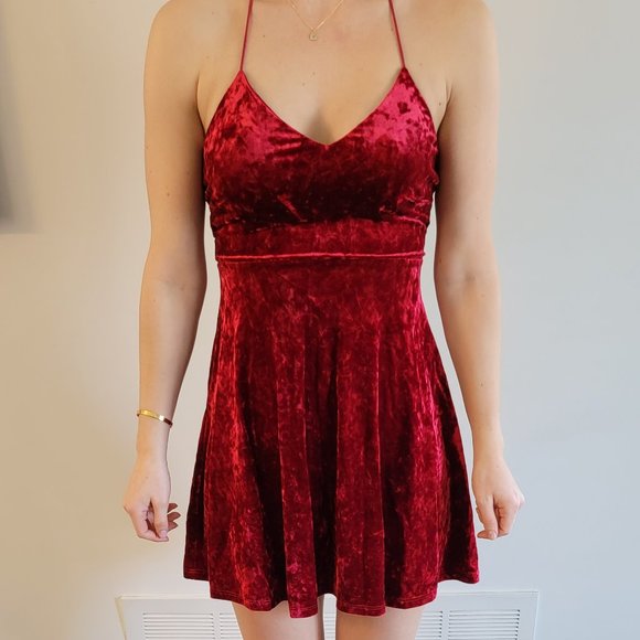 Velvet Skater-Style Dress - Picture 1 of 3